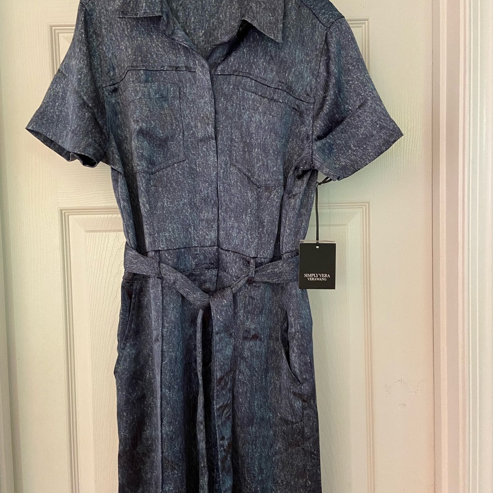 Simply Vera Vera Wang Denim Blue Short Sleeve Jumpsuit